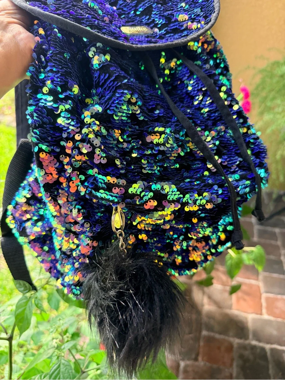 Justice Iridescent Sequin Backpack in Blue and Multicolor